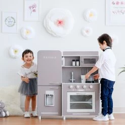 TeamsonUS Teamson Kids Little Chef Mayfair Classic Kids Kitchen Playset With 11 Accessories, Gray