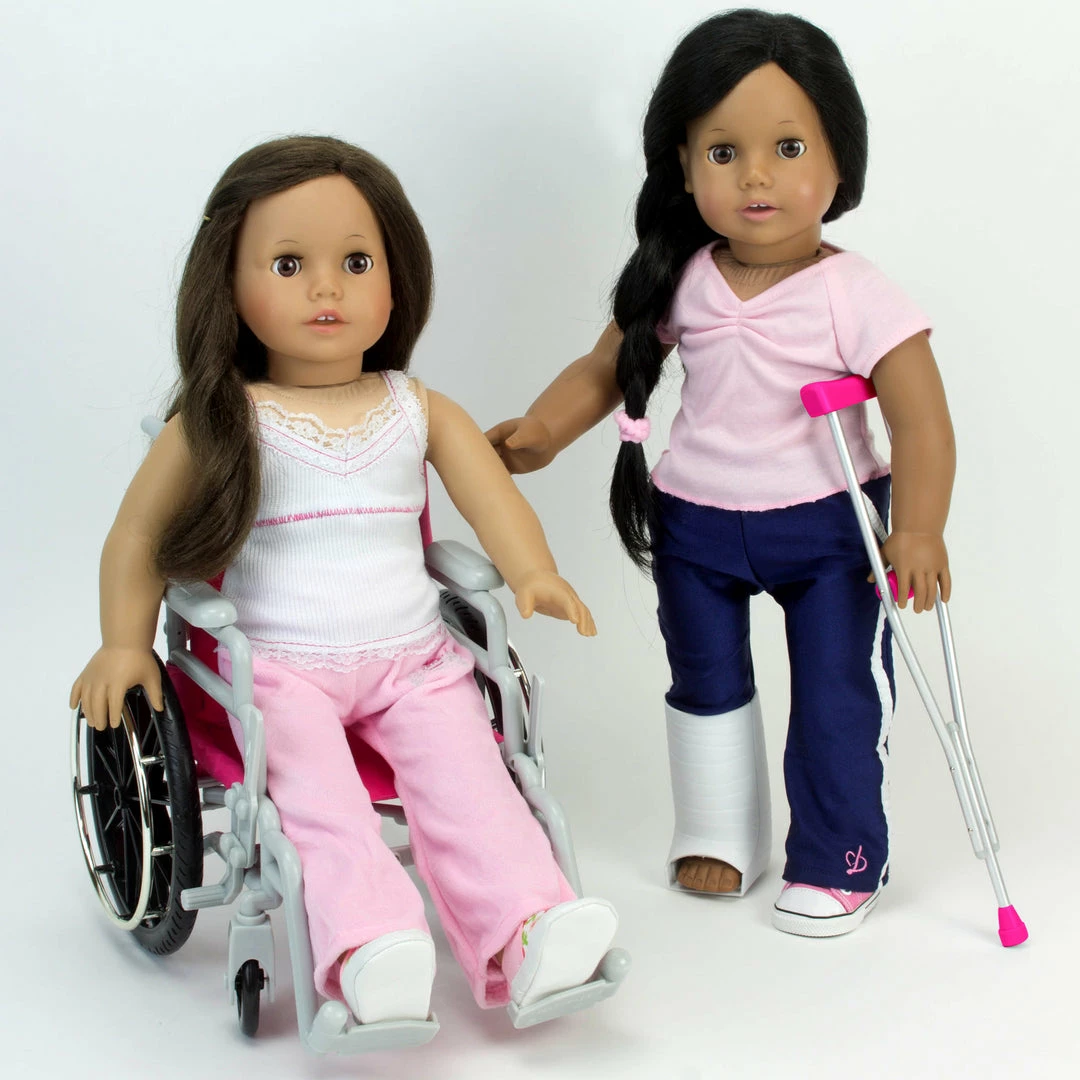 TeamsonUS Kids Sophia's Wheelchair, Cast And Crutches Set For 18" Dolls, Hot Pink