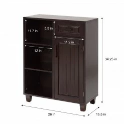 TeamsonUS Teamson Home Catalina Single Door Free Standing Cabinet With Open Shelves And Drawer