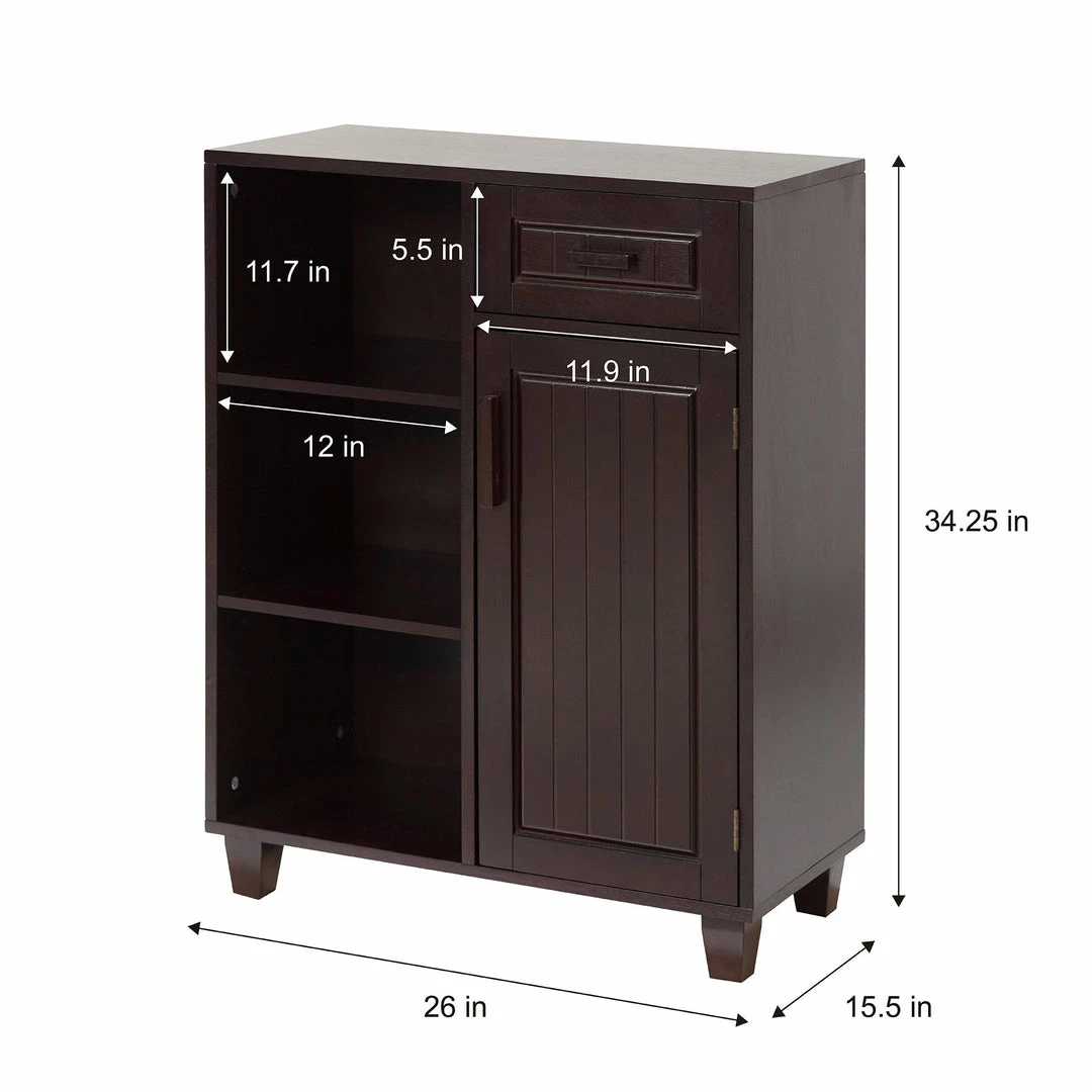 TeamsonUS Teamson Home Catalina Single Door Free Standing Cabinet With Open Shelves And Drawer