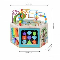 TeamsonUS Teamson Kids Preschool Play Lab 7-in-1 Large Wooden Activity Station, Natural