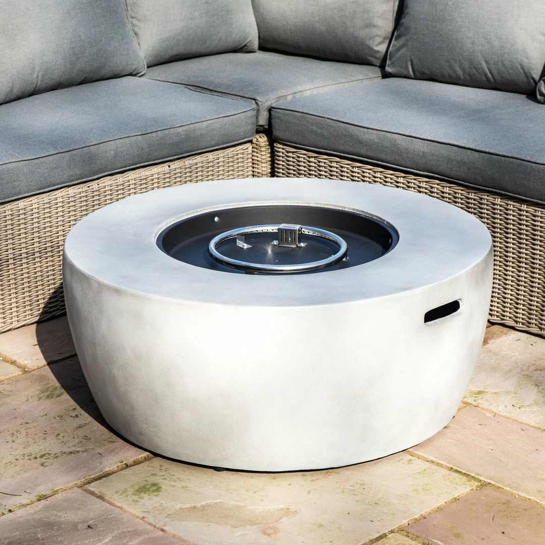 TeamsonUS New Teamson Home 36" Outdoor Round Propane Gas Fire Pit With Faux Concrete Base, Gray