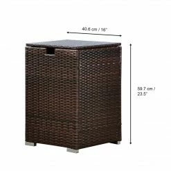 TeamsonUS Teamson Home Gas Tank Wicker Cover Table For 20 Lb Propane Tanks, Brown