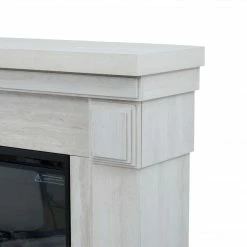 TeamsonUS New Teamson Home Hestia Electric Fireplace Mantel With Gray Faux Marble, White