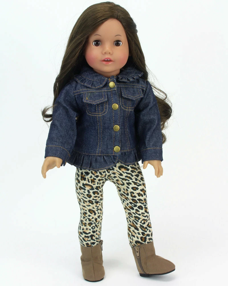 TeamsonUS Kids Sophia's Jean Jacket, Leggings, And Boots Set For 18" Dolls