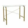 TeamsonUS Teamson Home 40" Home Office Computer Desk With Metal Base, Faux Marble/Brass