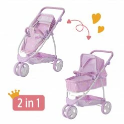 TeamsonUS Olivia's Little World Twinkle Stars Princess 2-in-1 Baby Doll Stroller, Purple