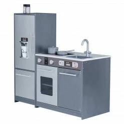 TeamsonUS Teamson Kids Little Chef Milano Classic Kids Kitchen Playset With 10 Accessories, Gray