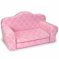 TeamsonUS Sophia's 2-in-1 Plush Pull-Out Sofa Bed For Two 18'' Dolls, Pink Kids