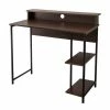TeamsonUS Teamson Home 35" Wooden Home Office Computer Desk With Metal Base And Storage, Natural/Black