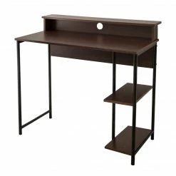 TeamsonUS Teamson Home 35" Wooden Home Office Computer Desk With Metal Base And Storage, Natural/Black