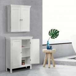 TeamsonUS Teamson Home Stratford Two Door Removable Wall Cabinet With Two Contemporary Style Doors, White