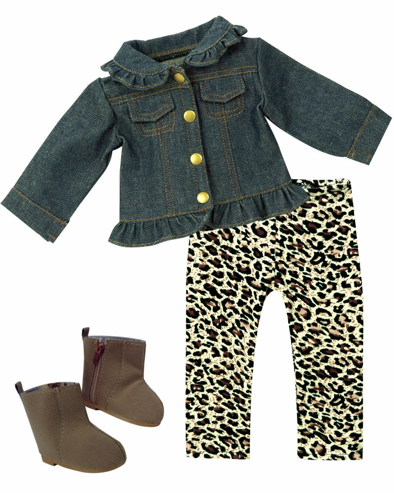 TeamsonUS Kids Sophia's Jean Jacket, Leggings, And Boots Set For 18" Dolls