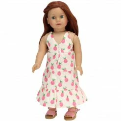 TeamsonUS Sophia's Pineapple Print Maxi Dress For 18" Dolls, Ivory Kids