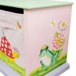 TeamsonUS Fantasy Fields Magic Garden Kids Wooden Storage Cubby Bench, Pink