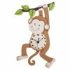 TeamsonUS Fantasy Fields Kids Wooden Sunny Safari Monkey Wall Clock, Brown