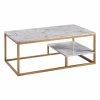 TeamsonUS Teamson Home Marmo Modern Marble-Look Coffee Table With Shelf, Marble/Brass