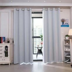 TeamsonUS Teamson Home 63" Corinth Premium Solid Insulated Thermal Blackout Window Curtain Panels With Grommets, Cloud Gray