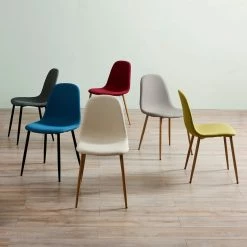 TeamsonUS Teamson Home Minimalist Dining Chair With Wood Grain Metal Legs, Set Of 2, Natural/White