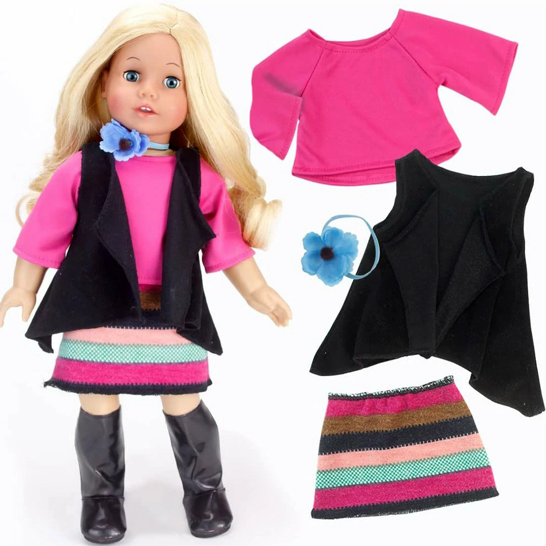TeamsonUS Sophia's 9 Piece Winter Set For 18" Dolls, Blue/Black