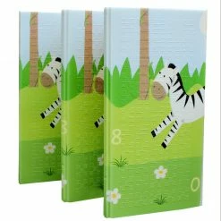 TeamsonUS Teamson Kids Reversible Safari Animal/Garden Insects Soft Foam Crawling Mat For Babies, Blue/Gray