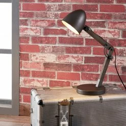 TeamsonUS Teamson Home Lexi Modern Reading Table Lamp With Black Shade And Brushed Steel Finish