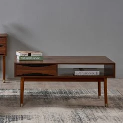 TeamsonUS Teamson Home Dawson Modern Wooden Coffee Table With Storage, Walnut