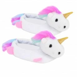 TeamsonUS Kids Sophia's Unicorn Slippers With Rainbow Hair For 18