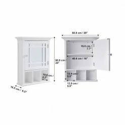 TeamsonUS Teamson Home Neal Removable Wooden Medicine Cabinet With Mirrored Door, White