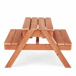 TeamsonUS Teamson Kids Outdoor Wooden Picnic Table With 2 Sensory Bins For Sand/Water Play Plus Accessories, Warm Cherry