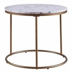 TeamsonUS Teamson Home Marmo Modern Marble-Look Round Side Table, Marble/Brass