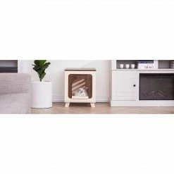 TeamsonUS Teamson Pets Daisy Elevated Vented Wooden Cat Litter Box Enclosure Side Table New