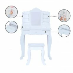 TeamsonUS Fantasy Fields Little Princess Anna Vanity Set With Mirror, Drawers, Jewelry Storage, And Stool, White New