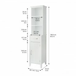 TeamsonUS Teamson Home Newport Contemporary Wooden Linen Tower Storage Cabinet With Open Shelves, White