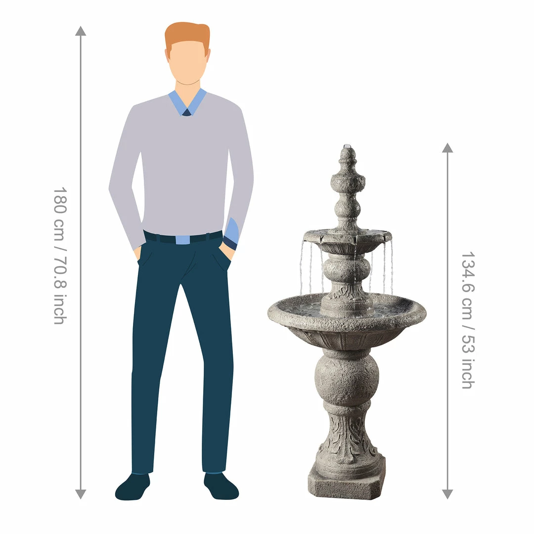 TeamsonUS Teamson Home Icy Stone 2-Tier Waterfall Garden Fountain, Gray