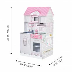 TeamsonUS Teamson Kids Ariel 2-in-1 Double-Sided Play Kitchen With Accessories And Furnished Dollhouse For 12