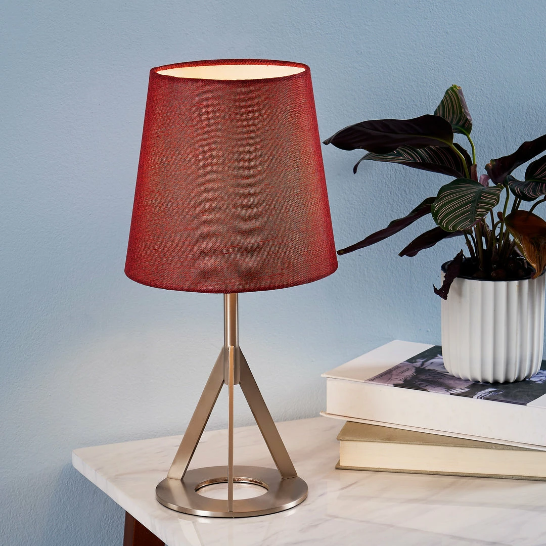 TeamsonUS Teamson Home Aria 15" Modern Table Lamp With Round Shade, Brass/Red