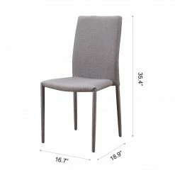 TeamsonUS Teamson Home Fabric Dining Chair With Metal Legs, Set Of 2, Light Gray