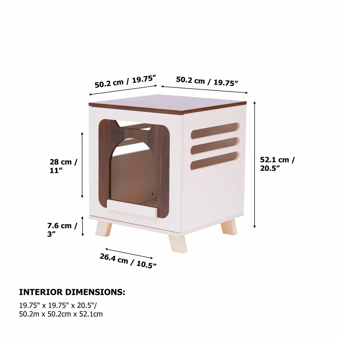 TeamsonUS Teamson Pets Daisy Elevated Vented Wooden Cat Litter Box Enclosure Side Table New