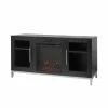 TeamsonUS Teamson Home Lainey 54" TV Console Stand With Electric Fireplace, Black/Silver