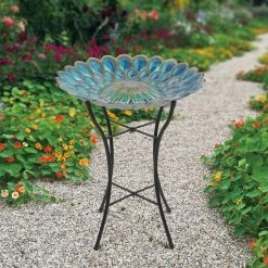 TeamsonUS Teamson Home 18" Solar Fusion Glass Birdbath