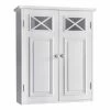 TeamsonUS Teamson Home Dawson Removable Wooden Wall Cabinet With Cross Molding And 2 Doors, White