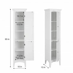 TeamsonUS Teamson Home Glancy Wooden Tall Tower Cabinet With Storage, White