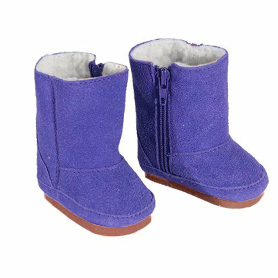 TeamsonUS Kids Sophia's Set Of 3 Suede Winter Boots For 18" Dolls, Pink/Purple/Tan