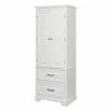 TeamsonUS Teamson Home St. James Wooden Linen Tower Cabinet With 2 Drawers, White