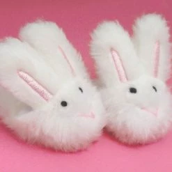 TeamsonUS Kids Sophia's White Bunny Slippers With Rabbit Ears For 18