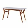 TeamsonUS Teamson Home Ashton Rectangular Marble-Look Dining Table With Wood Base, Marble/Walnut