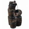 TeamsonUS Teamson Home Outdoor Vintage 3-Tier Cascading Barrel Waterfall Fountain, Brown