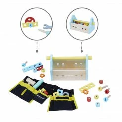TeamsonUS Teamson Kids Little Helper Wooden Tool Box, Tool Belt And Accessories, Multicolor New