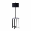 TeamsonUS Teamson Home Shenna Floor Lamp With Faux Marble Tray Table And Built-In USB Port, Black